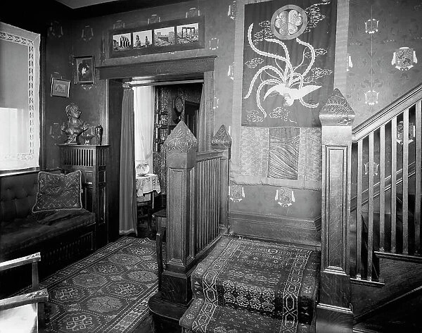 Douglas residence, hall & stairway, Detroit, Mich. between 1905 and 1915. Creator: Unknown. Douglas residence, hall & stairway, Detroit, Mich. between 1905 and 1915. Creator: Unknown