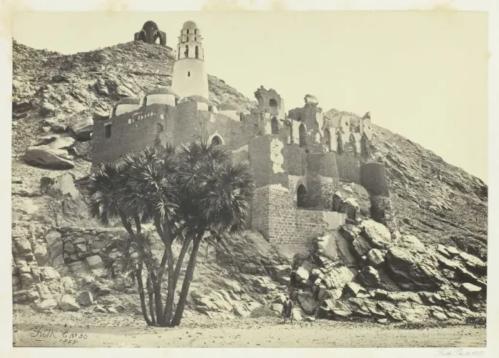 Framed Print : Doum Palm and Ruined Mosque, Philae, 1857. Creator: Francis Frith Framed Print : Doum Palm and Ruined Mosque, Philae, 1857. Creator: Francis Frith