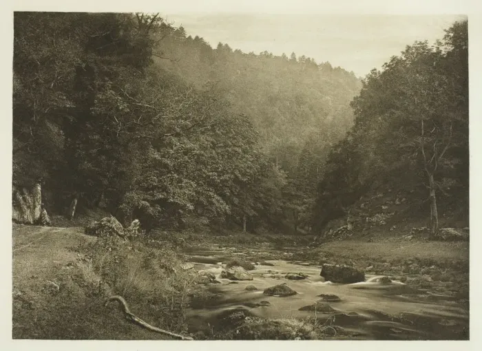 Framed Print : In Dove Dale (Staffordshire Side), 1880s. Creator: Peter Henry Emerson Framed Print : In Dove Dale (Staffordshire Side), 1880s. Creator: Peter Henry Emerson