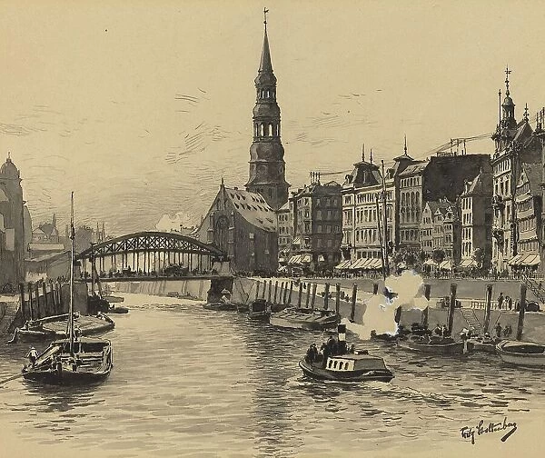 Dovenfleet mit Katharinenkirche, 1893. Creator: Fritz Stoltenberg