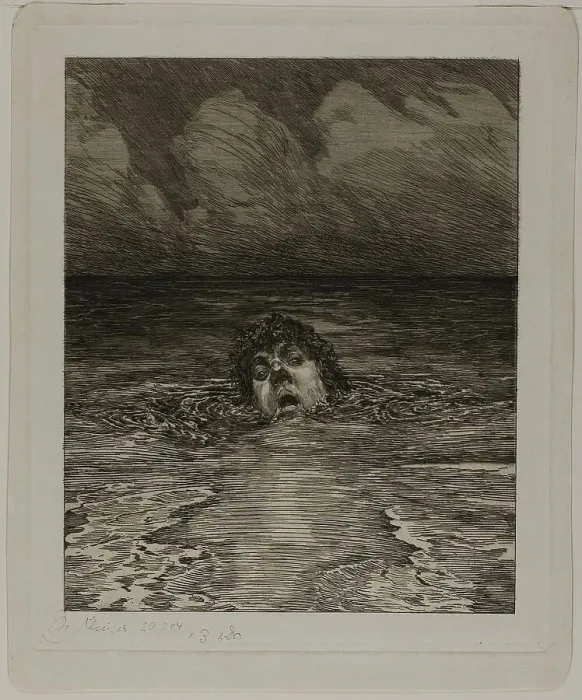 Framed Print : Downfall, plate twelve from A Life, 1884. Creator: Max Klinger Framed Print : Downfall, plate twelve from A Life, 1884. Creator: Max Klinger