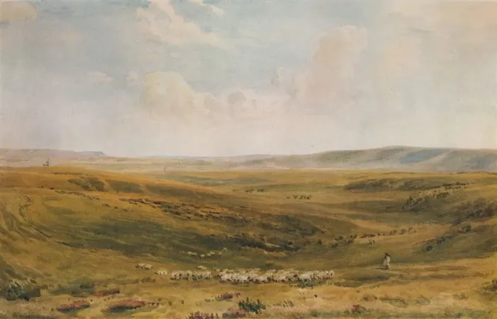 Framed Print : The Downs near Lewes (Seaford Cliff in the distance), c1887. Artist: Thomas Collier Framed Print : The Downs near Lewes (Seaford Cliff in the distance), c1887. Artist: Thomas Collier