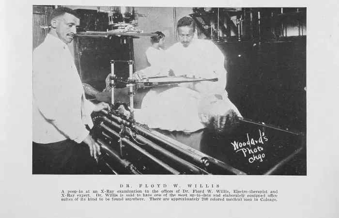 Framed Print : Dr. Floyd W. Willis; A peep-in at an X-ray examination in the offices of Dr. Floyd W... 1925. Creator: Unknown Framed Print : Dr. Floyd W. Willis; A peep-in at an X-ray examination in the offices of Dr. Floyd W... 1925. Creator: Unknown
