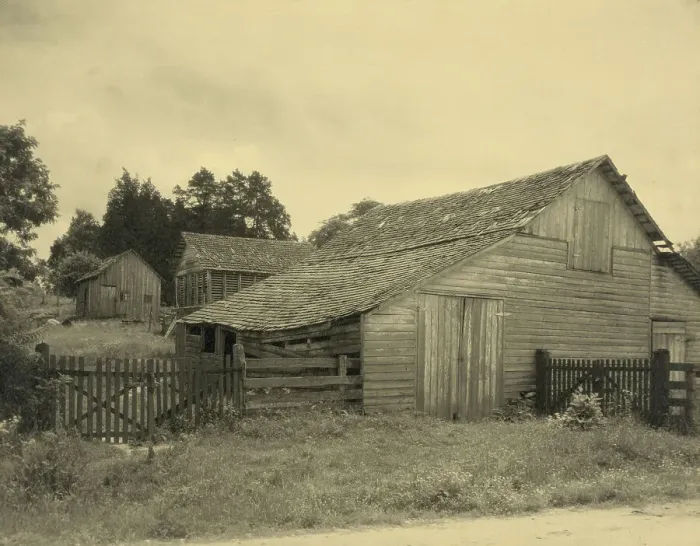 Framed Print : Dr. Jett's farm - outbuildings, Gordon - Green Terrace, Falmouth, between 1925 and 1929. Creator: Frances Benjamin Johnston Framed Print : Dr. Jett's farm - outbuildings, Gordon - Green Terrace, Falmouth, between 1925 and 1929. Creator: Frances Benjamin Johnston