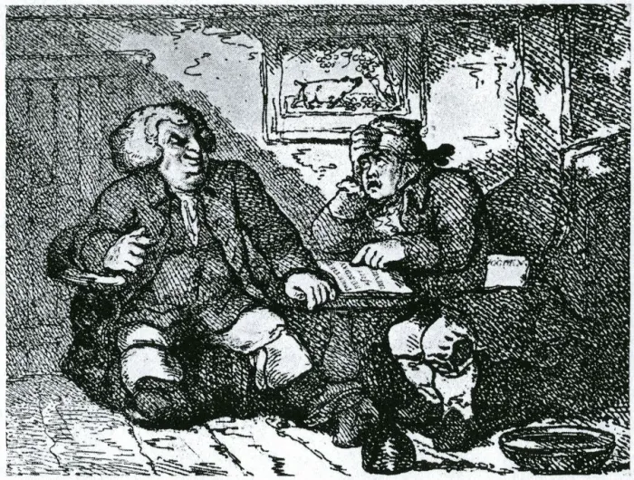 Framed Print : Dr Johnson and James Boswell recovering from a hangover after a night on the town. Artist: Thomas Rowlandson Framed Print : Dr Johnson and James Boswell recovering from a hangover after a night on the town. Artist: Thomas Rowlandson