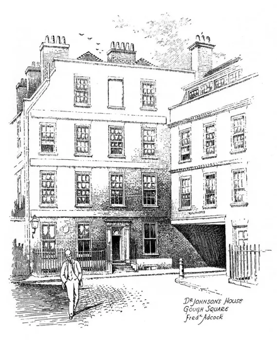 Framed Print : Dr Johnsons House, 17 Gough Square, London, 1912. Artist: Frederick Adcock Framed Print : Dr Johnsons House, 17 Gough Square, London, 1912. Artist: Frederick Adcock
