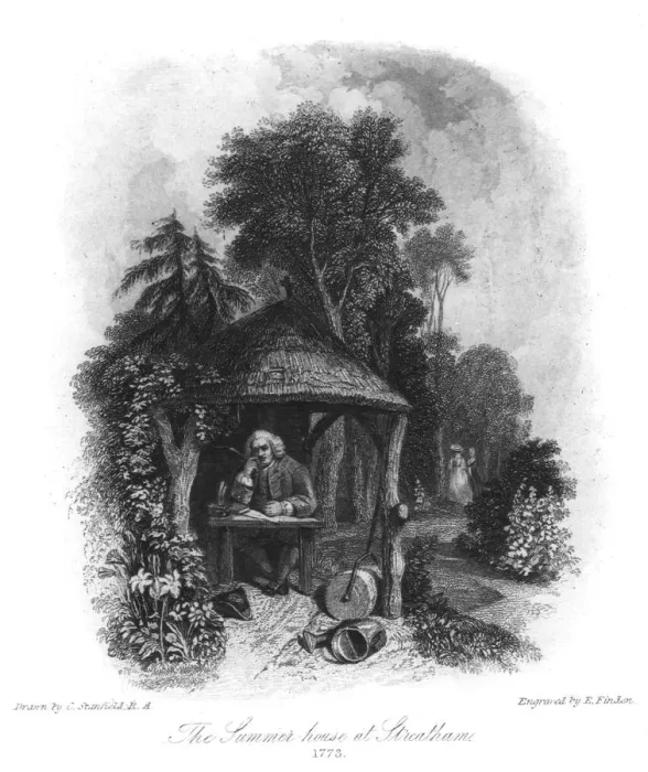 Framed Print : Dr Johnsons summer house at Streatham, 1773, (19th century). Artist: E Finden Framed Print : Dr Johnsons summer house at Streatham, 1773, (19th century). Artist: E Finden