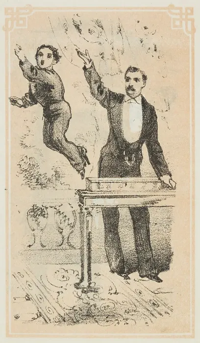 Framed Print : Dr. Lynn performs a magical illusion, 1870. Creator: Unknown Framed Print : Dr. Lynn performs a magical illusion, 1870. Creator: Unknown