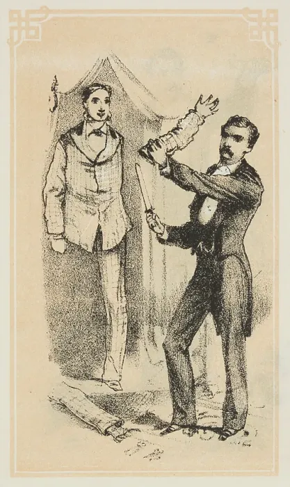 Framed Print : Dr. Lynn performs a magical illusion, 1870. Creator: Unknown Framed Print : Dr. Lynn performs a magical illusion, 1870. Creator: Unknown
