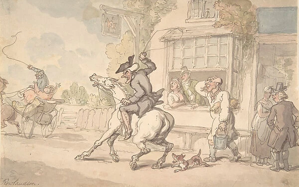 Dr. Syntax with a Balky Horse Before an Inn, 18th-19th century