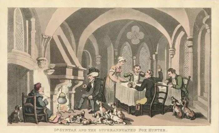 Framed Print : Dr Syntax and the Superannuated Fox Hunter, 1820. Artist: Thomas Rowlandson Framed Print : Dr Syntax and the Superannuated Fox Hunter, 1820. Artist: Thomas Rowlandson