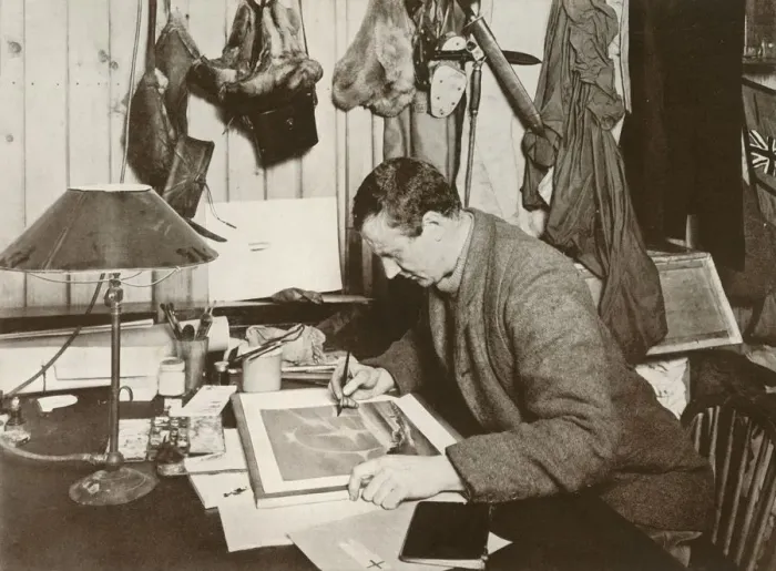 Framed Print : Dr. Wilson Working Up The Sketch Which Is Given at P. 258, 1911, (1913). Artist Framed Print : Dr. Wilson Working Up The Sketch Which Is Given at P. 258, 1911, (1913). Artist