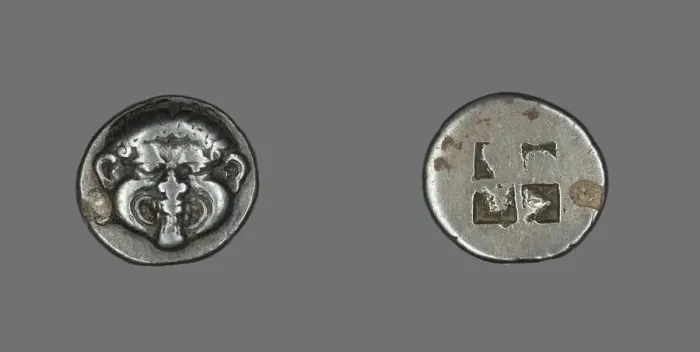 Framed Print : Drachm (Coin) Depicting a Gorgon, early 5th century BCE. Creator: Unknown Framed Print : Drachm (Coin) Depicting a Gorgon, early 5th century BCE. Creator: Unknown