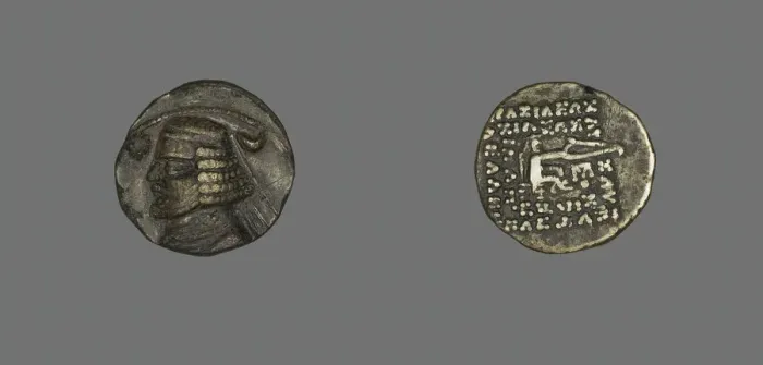 Framed Print : Drachm (Coin) Portraying King Orodes I, 57-37 BCE. Creator: Unknown Framed Print : Drachm (Coin) Portraying King Orodes I, 57-37 BCE. Creator: Unknown