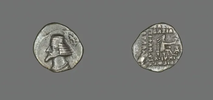Framed Print : Drachm (Coin) Portraying King Phraate IV, 38-32 BCE. Creator: Unknown Framed Print : Drachm (Coin) Portraying King Phraate IV, 38-32 BCE. Creator: Unknown