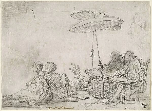 Draftsmen Outdoors, c. 1760. Creator: Gabriel de Saint-Aubin