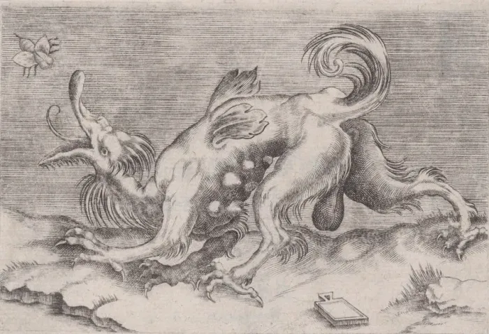 Framed Print : The Dragon and the Bee, ca. 1514-36. Creator: Agostino Veneziano Framed Print : The Dragon and the Bee, ca. 1514-36. Creator: Agostino Veneziano
