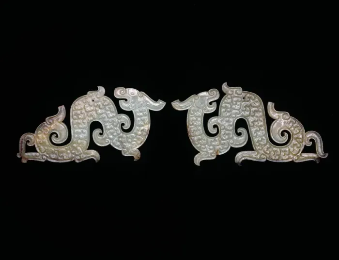 Framed Print : Dragon Pendants, Eastern Zhou dynasty, Warring States period, c. 4th  /  3rd century B. C
