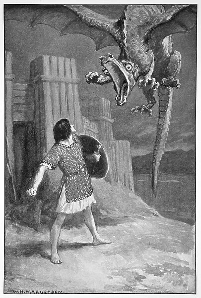 The dragon sank towards him, opening its terrible jaws, 1910