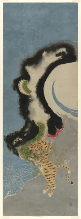 Framed Print : Dragon and tiger, c. 1780. Creator: Isoda Koryusai Framed Print : Dragon and tiger, c. 1780. Creator: Isoda Koryusai