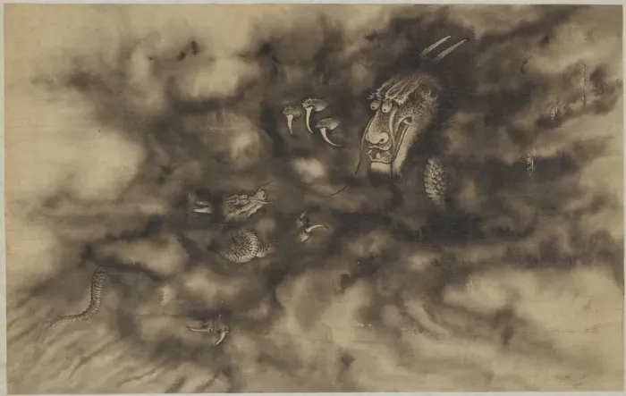 Framed Print : Dragons in clouds, Qing dynasty, 1684. Creator: Zhou Xun Framed Print : Dragons in clouds, Qing dynasty, 1684. Creator: Zhou Xun