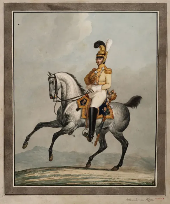 Framed Print : Dragoon officer of the Royal Saxon Army. Artist: Sauerweid, Alexander Ivanovich (1783-1844) Framed Print : Dragoon officer of the Royal Saxon Army. Artist: Sauerweid, Alexander Ivanovich (1783-1844)