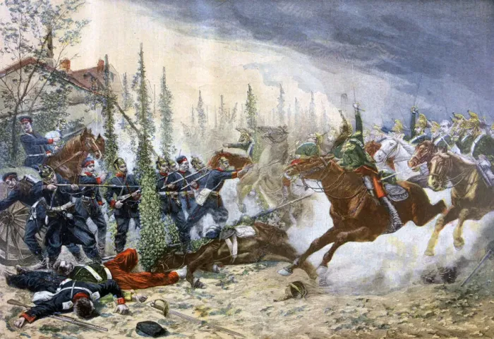 Framed Print : The Dragoons, Battle of Gravelotte, 18th August 1870, (1894) Framed Print : The Dragoons, Battle of Gravelotte, 18th August 1870, (1894)