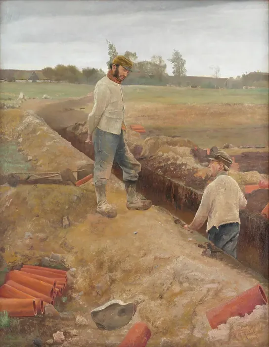 Framed Print : Drain Diggers, 1885. Creator: Laurits Andersen Ring Framed Print : Drain Diggers, 1885. Creator: Laurits Andersen Ring