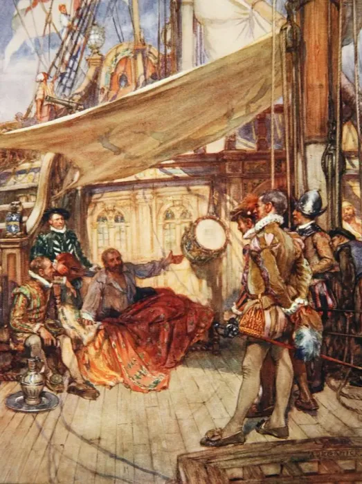 Framed Print : Drakes Drum, illustration from Drakes Drum and Other Songs of the Sea, 1905 Framed Print : Drakes Drum, illustration from Drakes Drum and Other Songs of the Sea, 1905