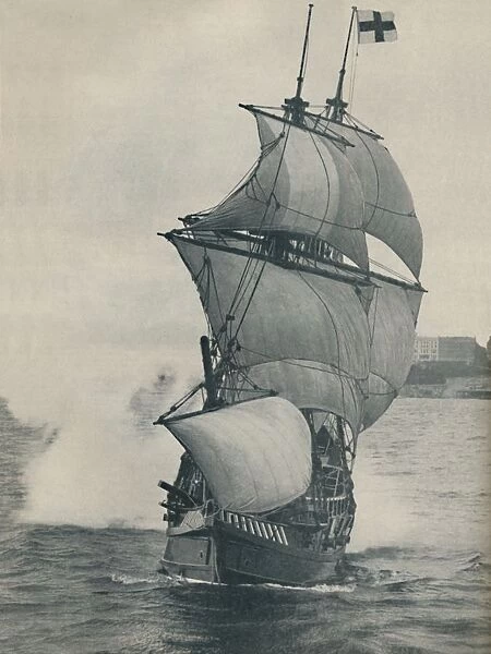 Drakes flagship on his voyage round the world, replica, 1937