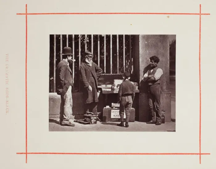 Framed Print : The Dramatic Shoe-Black, 1877. Creator: John Thomson Framed Print : The Dramatic Shoe-Black, 1877. Creator: John Thomson