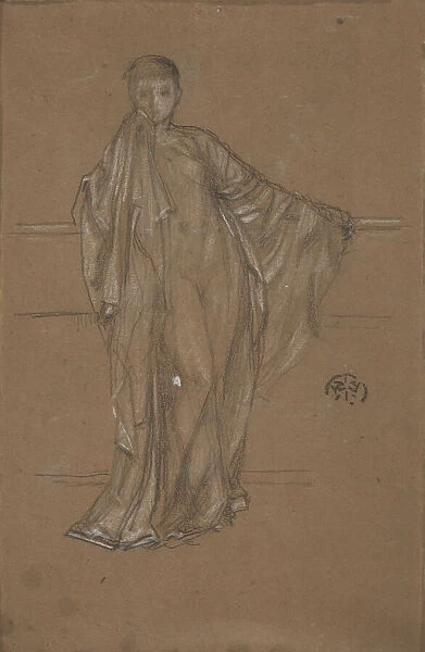 Draped Figure at a Railing, 1868-1870. Creator: James Abbott McNeill Whistler
