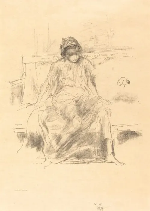 Framed Print : The Draped Figure, Seated, 1893. Creator: James Abbott McNeill Whistler Framed Print : The Draped Figure, Seated, 1893. Creator: James Abbott McNeill Whistler