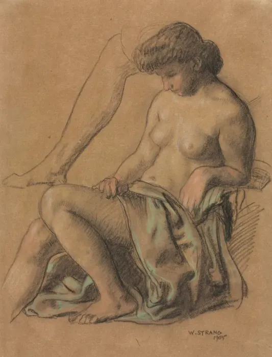 Framed Print : Draped Figure Seated, 1905. Creator: William Strang (British, 1859-1921) Framed Print : Draped Figure Seated, 1905. Creator: William Strang (British, 1859-1921)