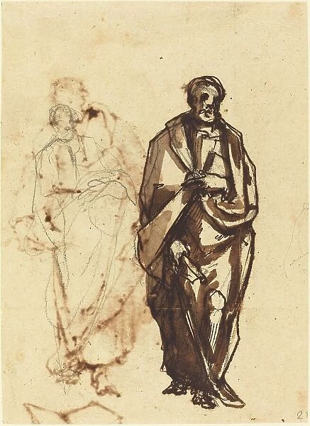 Draped Figure with a Staff. Creator: Cherubino Alberti