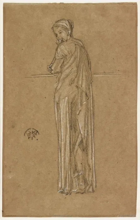 Framed Print : Draped Figure Standing, 1870-1873. Creator: James Abbott McNeill Whistler Framed Print : Draped Figure Standing, 1870-1873. Creator: James Abbott McNeill Whistler