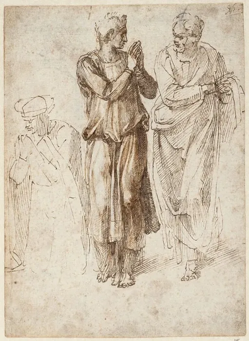 Framed Print : Three draped figures, with hands joined, 1496-1503. Creator: Buonarroti, Michelangelo (1475-1564) Framed Print : Three draped figures, with hands joined, 1496-1503. Creator: Buonarroti, Michelangelo (1475-1564)