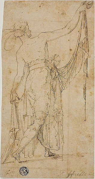 Draped Standing Figure with Outstretched Arms, 1540 / 50. Creator: Unknown
