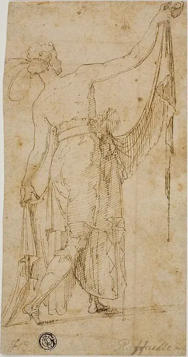 Framed Print : Draped Standing Figure with Outstretched Arms, 1540 / 50. Creator: Unknown