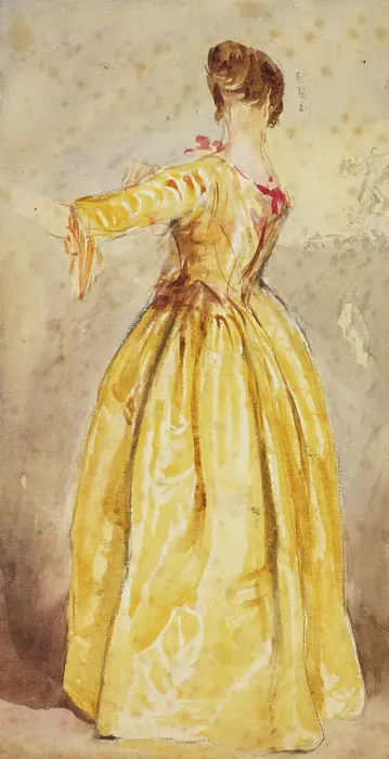 Framed Print : Drapery Study For Figure of Woman in Yellow Dress, c1820s. Creator: David Cox the Elder Framed Print : Drapery Study For Figure of Woman in Yellow Dress, c1820s. Creator: David Cox the Elder