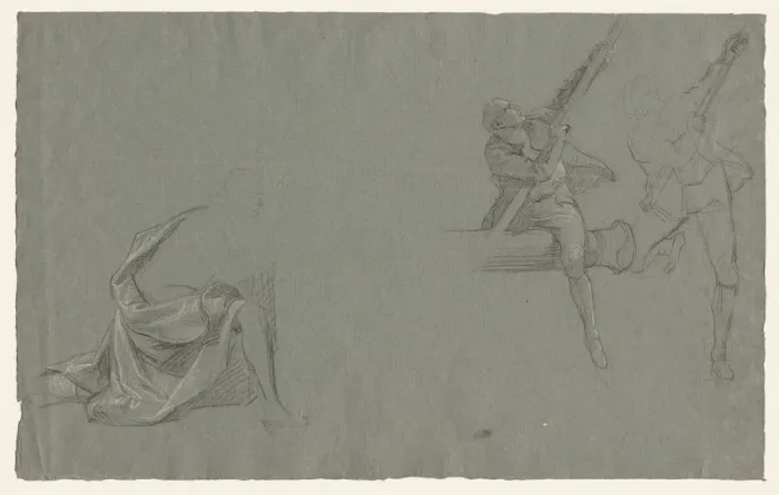 Framed Print : Drapery Study; Two Figures Pulling a Pole, 1785-86. Creator: John Singleton Copley (American Framed Print : Drapery Study; Two Figures Pulling a Pole, 1785-86. Creator: John Singleton Copley (American