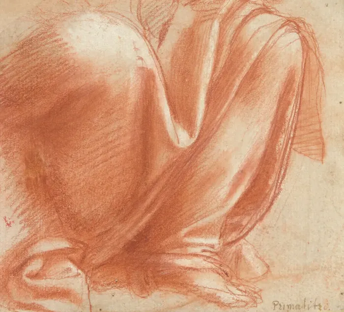 Framed Print : A Drapery Study for the Knees of a Seated Allegorical Figure of Charity (recto)... 1520 / 30. Creator: Giovanni Antonio Sogliani Framed Print : A Drapery Study for the Knees of a Seated Allegorical Figure of Charity (recto)... 1520 / 30. Creator: Giovanni Antonio Sogliani