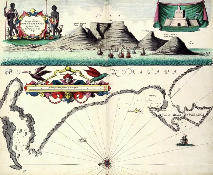 Framed Print : A Draught of Cape Bona Esperanca by Iohn Seller Hydrographer to the King, c1700. Creator: John Seller Framed Print : A Draught of Cape Bona Esperanca by Iohn Seller Hydrographer to the King, c1700. Creator: John Seller