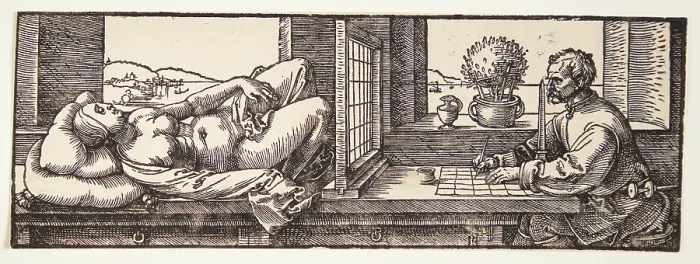 Framed Print : Draughtsman Drawing a Reclining Nude, 1525. Creator: Durer, Albrecht (1471-1528) Framed Print : Draughtsman Drawing a Reclining Nude, 1525. Creator: Durer, Albrecht (1471-1528)