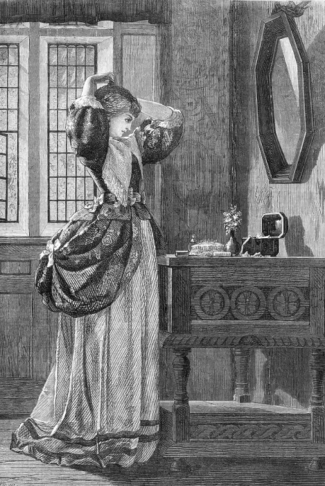 Framed Print : A drawing by A. C. Luxmore...Exhibition of Water-Colour Drawings at the Dudley Gallery, 1869. Creator: W Thomas Framed Print : A drawing by A. C. Luxmore...Exhibition of Water-Colour Drawings at the Dudley Gallery, 1869. Creator: W Thomas