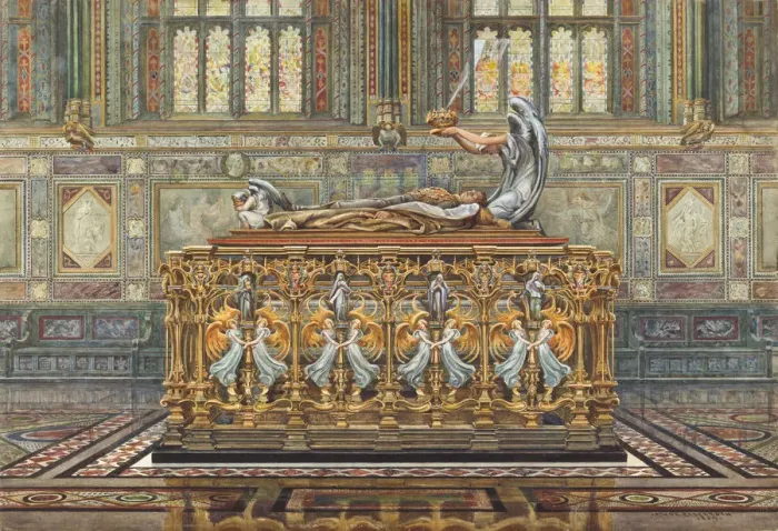 Framed Print : Drawing for Alfred Gilberts project for the tomb of the Duke of Clarence, 1894. Artist: Robertson, Arthur (1850-1911) Framed Print : Drawing for Alfred Gilberts project for the tomb of the Duke of Clarence, 1894. Artist: Robertson, Arthur (1850-1911)
