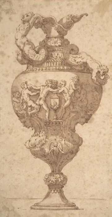 Framed Print : Drawing after an Antique Vase, 18th century. Creator: Anon Framed Print : Drawing after an Antique Vase, 18th century. Creator: Anon