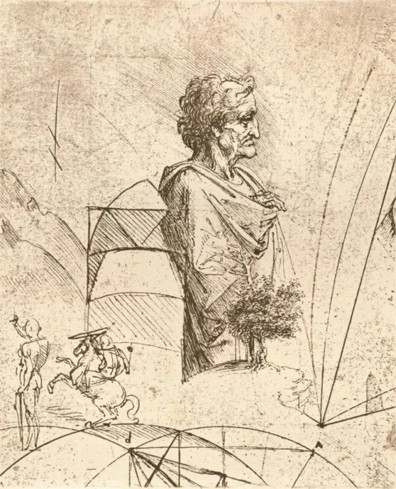 Framed Print : Drawing of a bust and minor sketches, c1472-c1519 (1883). Artist: Leonardo da Vinci Framed Print : Drawing of a bust and minor sketches, c1472-c1519 (1883). Artist: Leonardo da Vinci