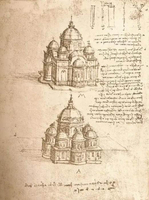 Framed Print : Drawing of churches, c1472-c1519 (1883). Artist: Leonardo da Vinci Framed Print : Drawing of churches, c1472-c1519 (1883). Artist: Leonardo da Vinci