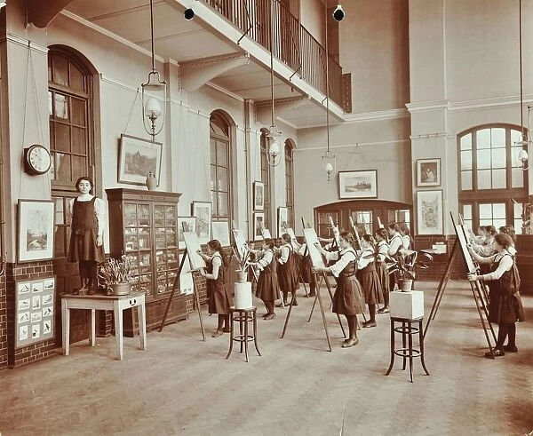 Drawing class, Myrdle Street Girls School, Stepney, London, 1908